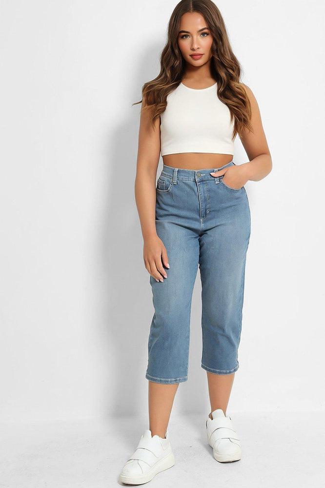 Blue High-Rise Crop Length Jeans-SinglePrice