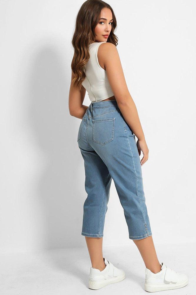 Blue High-Rise Crop Length Jeans-SinglePrice