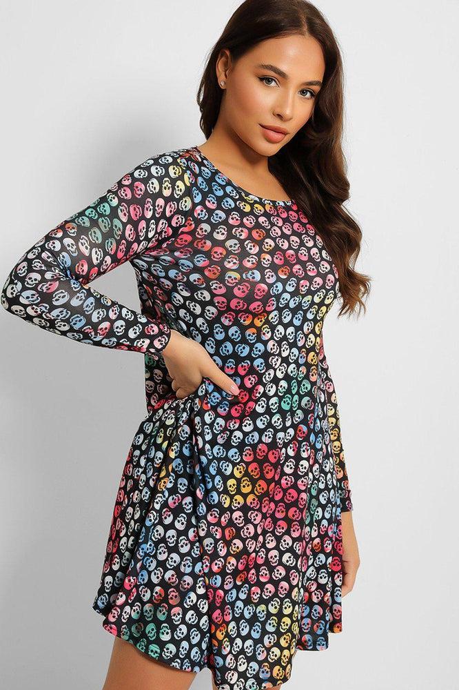Multicolour Print Swing Dress-SinglePrice