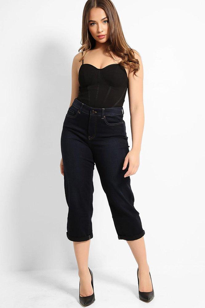 Navy Straight Leg Capri Jeans-SinglePrice