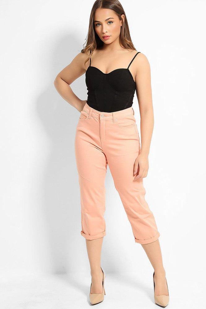 Pink Straight Leg Capri Jeans-SinglePrice