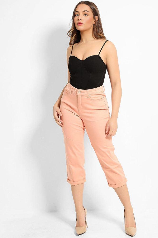 Pink Straight Leg Capri Jeans-SinglePrice