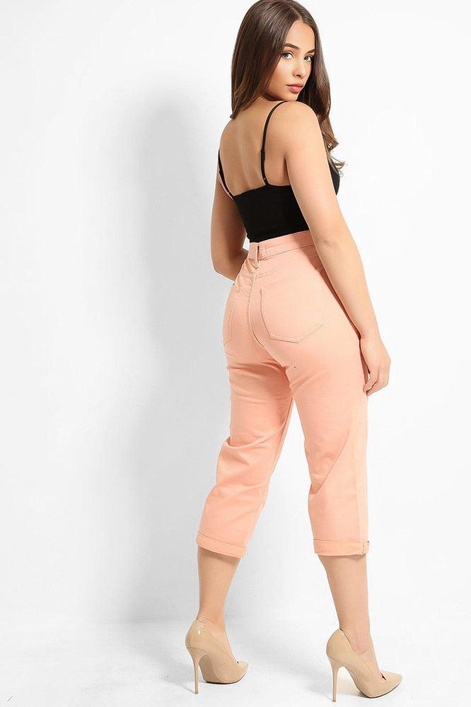 Pink Straight Leg Capri Jeans-SinglePrice