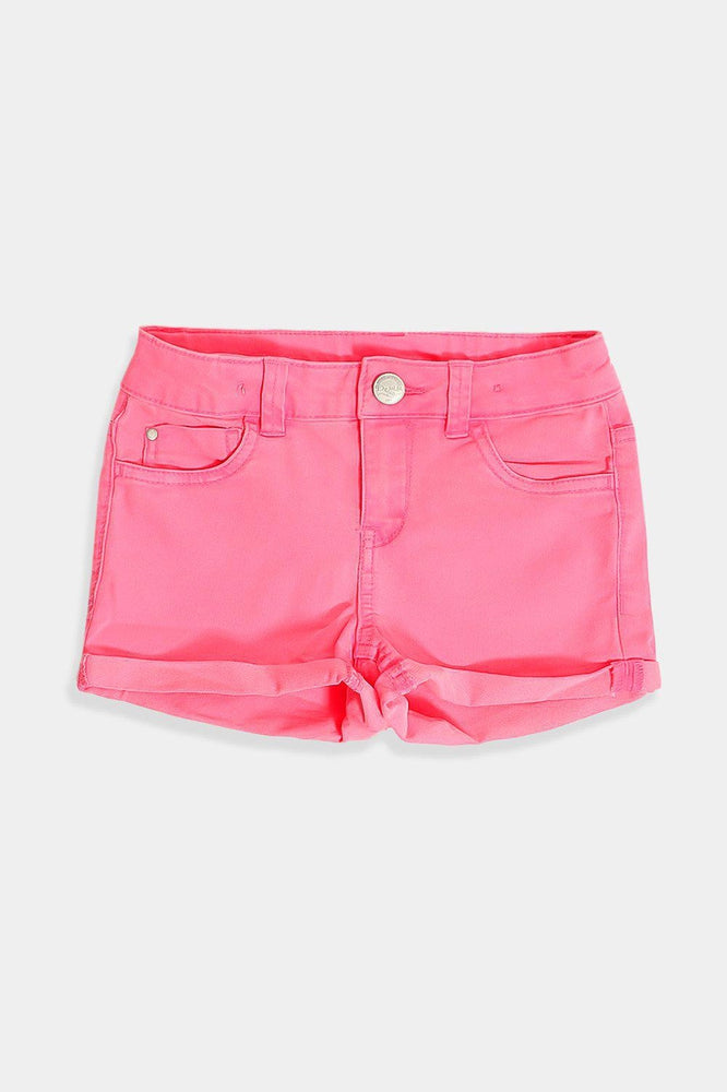 Rose Pink Highlighter Kids Denim Shorts - SinglePrice