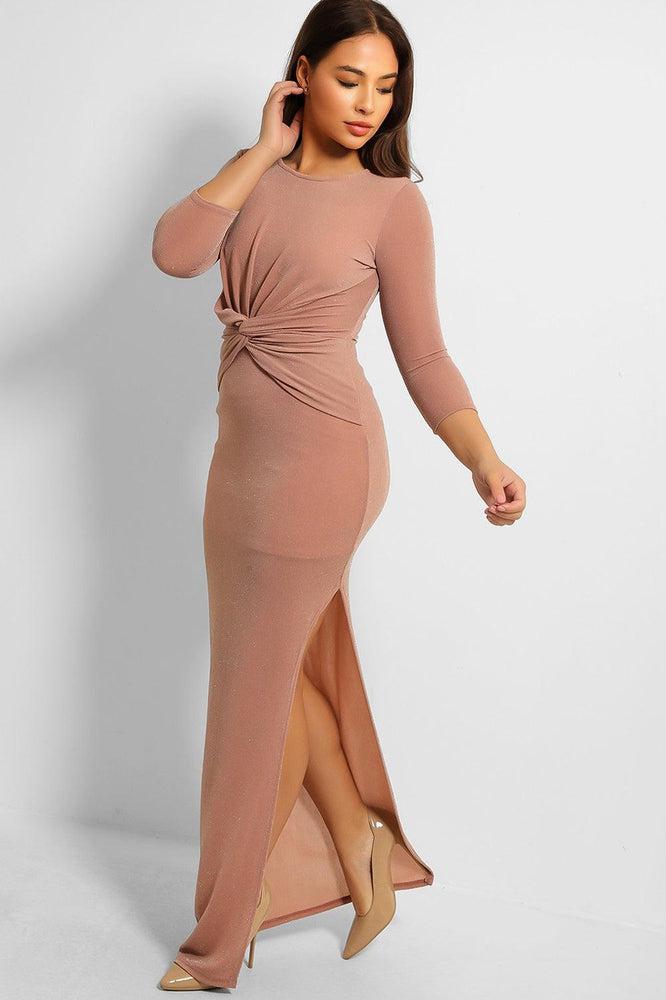Twist Front Tall Shimmer Maxi Dress-SinglePrice