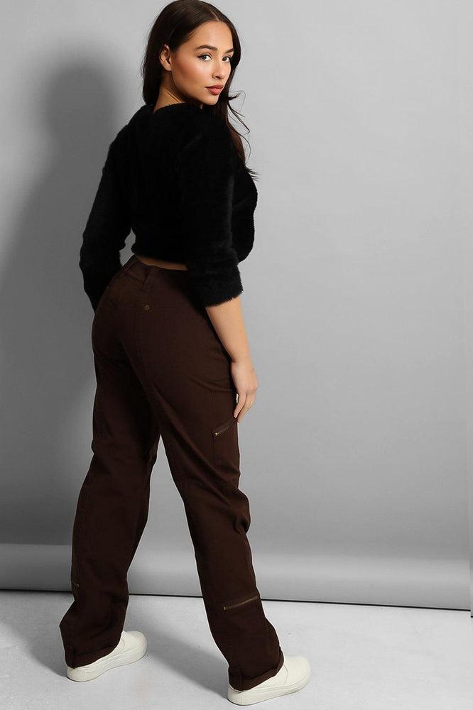 Low Rise Zipped Cargo Trousers-SinglePrice