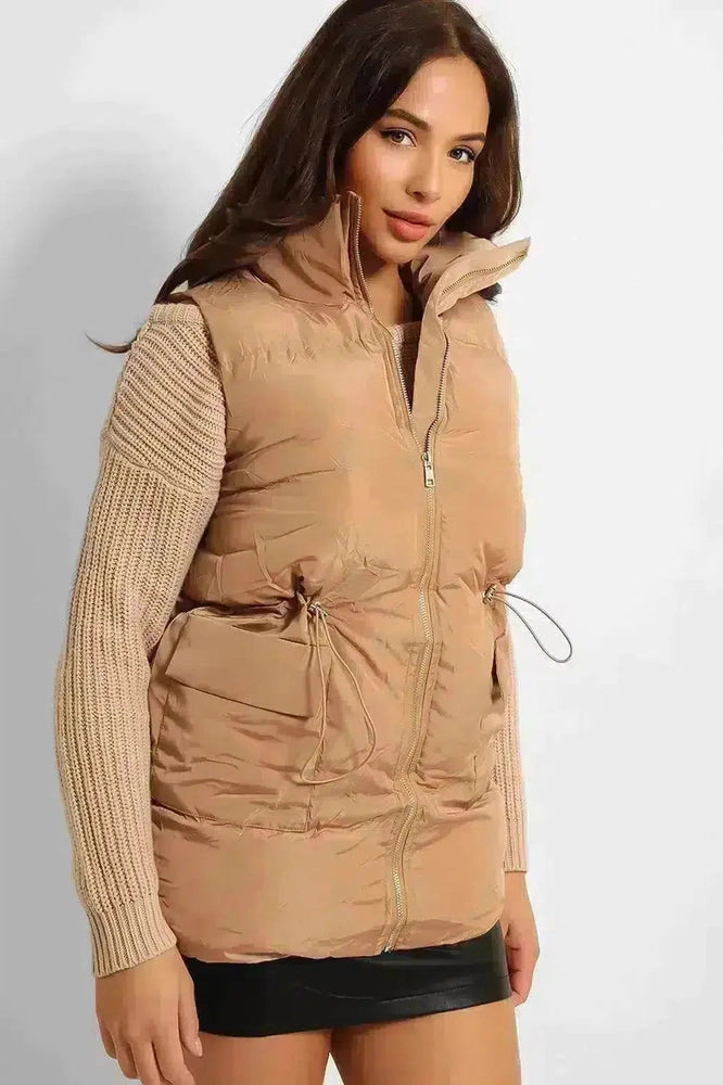 Drawstring Waist Puffer Gilet-SinglePrice