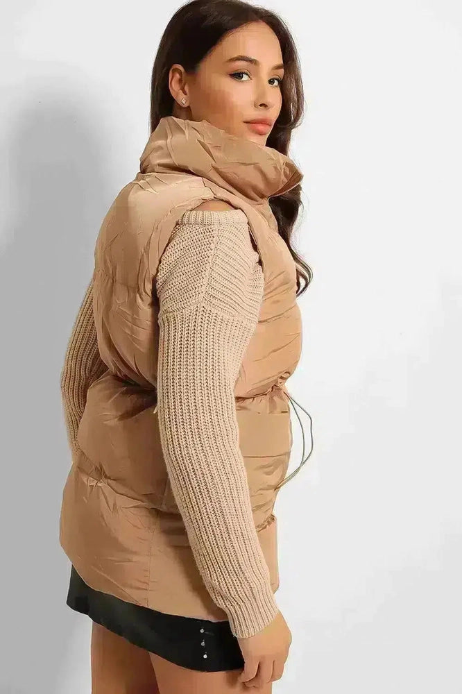 Drawstring Waist Puffer Gilet-SinglePrice