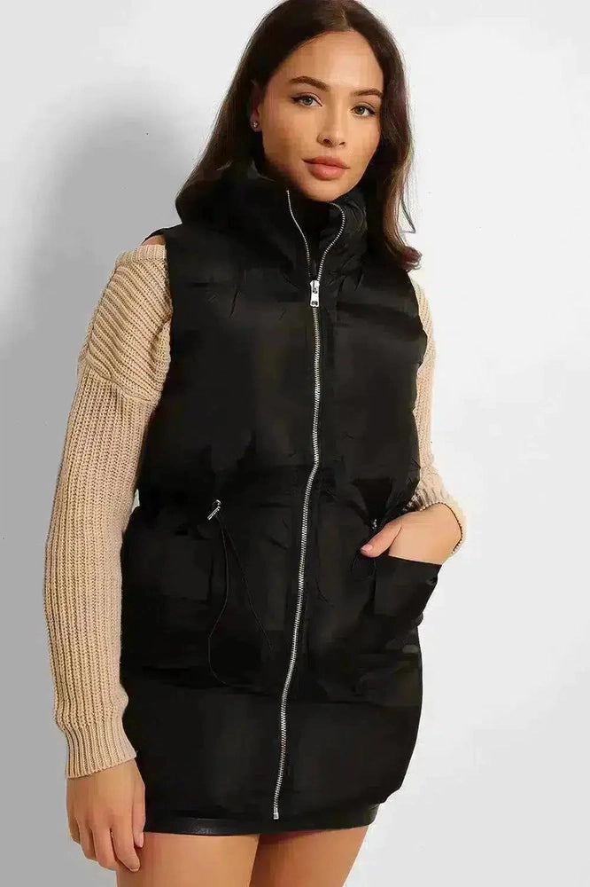 Drawstring Waist Puffer Gilet-SinglePrice