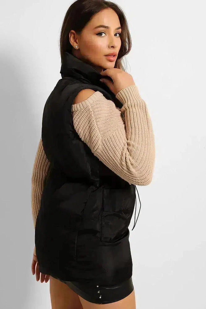 Drawstring Waist Puffer Gilet-SinglePrice