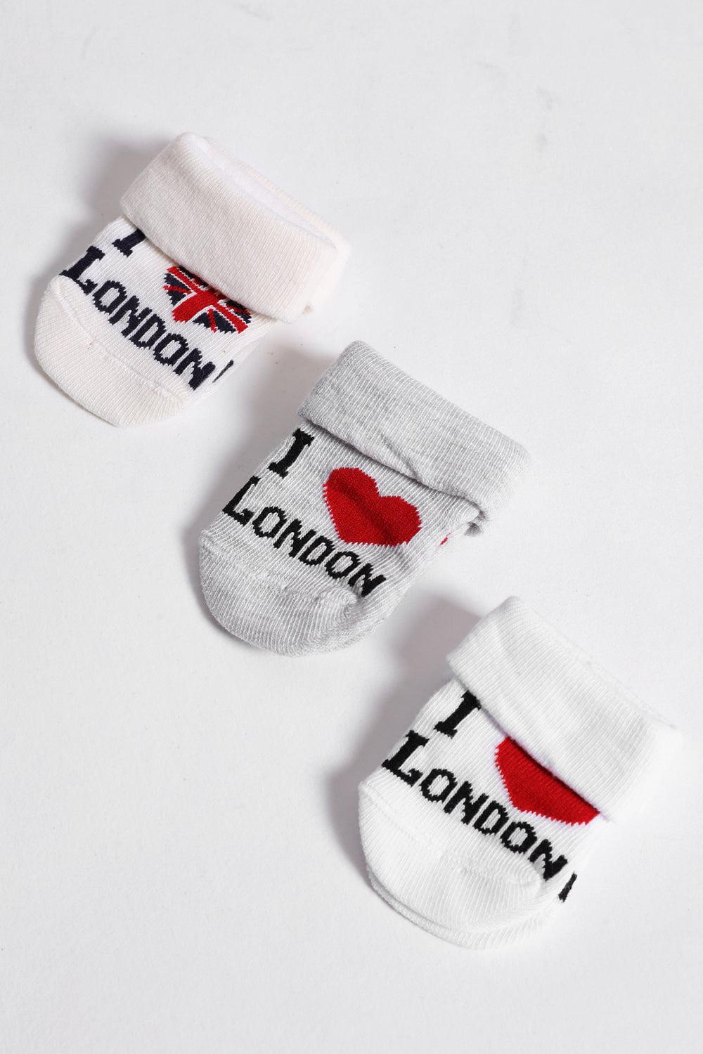 Pack Of 3 ''I Love London'' Baby Socks-SinglePrice