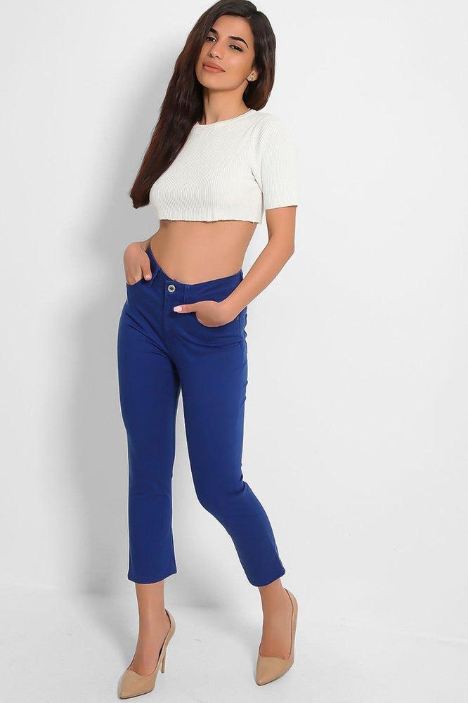 Royal Blue Cropped Skinny Jeans-SinglePrice