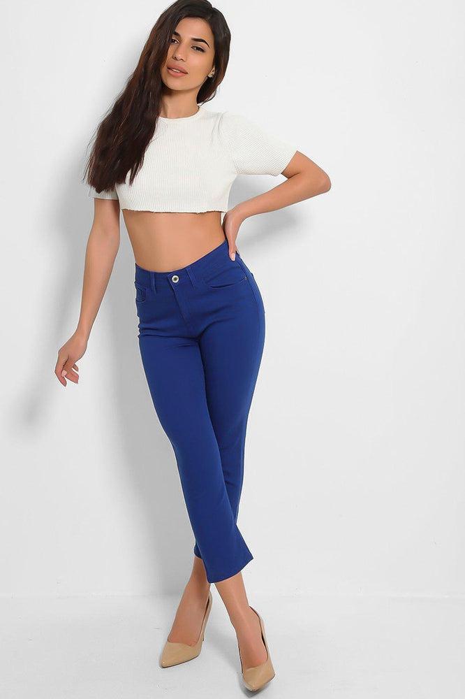 Royal Blue Cropped Skinny Jeans-SinglePrice