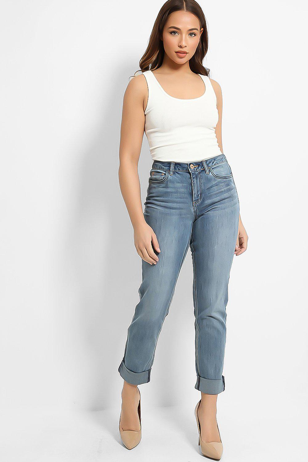 Light Blue Slim Leg Denim Jeans - SinglePrice