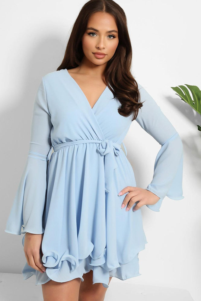 Super Frilled Waist Tie Chiffon Dress-SinglePrice