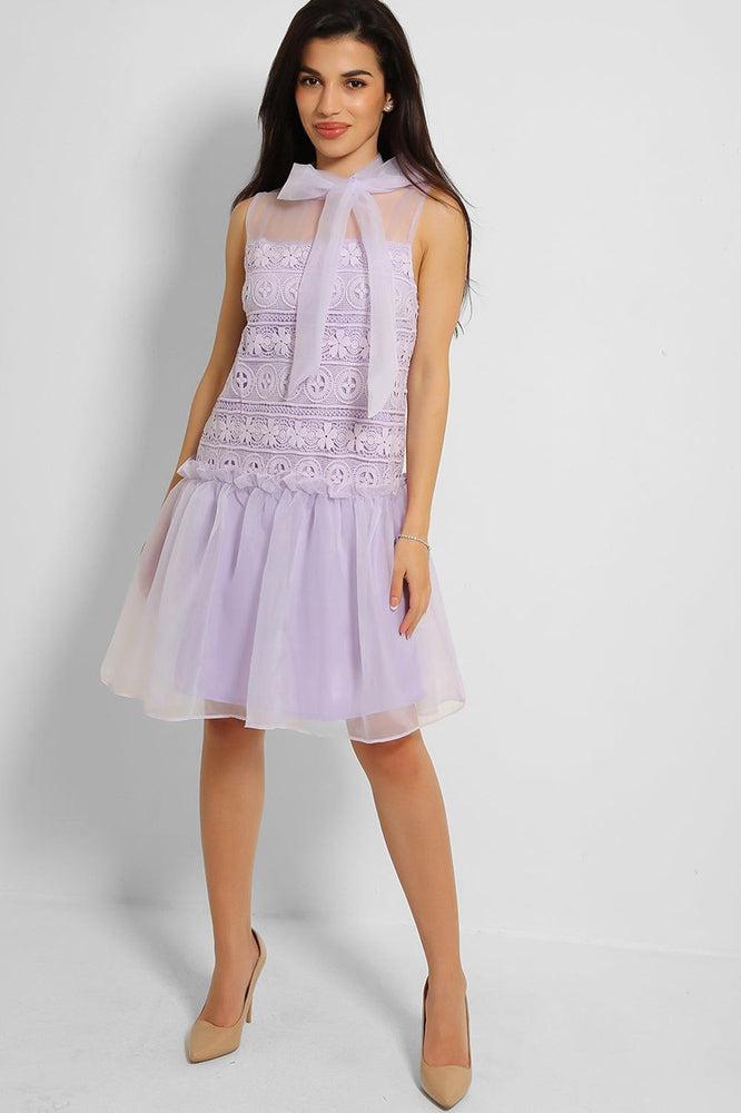 Lilac Pussy Bow Organza Puff Dress-SinglePrice