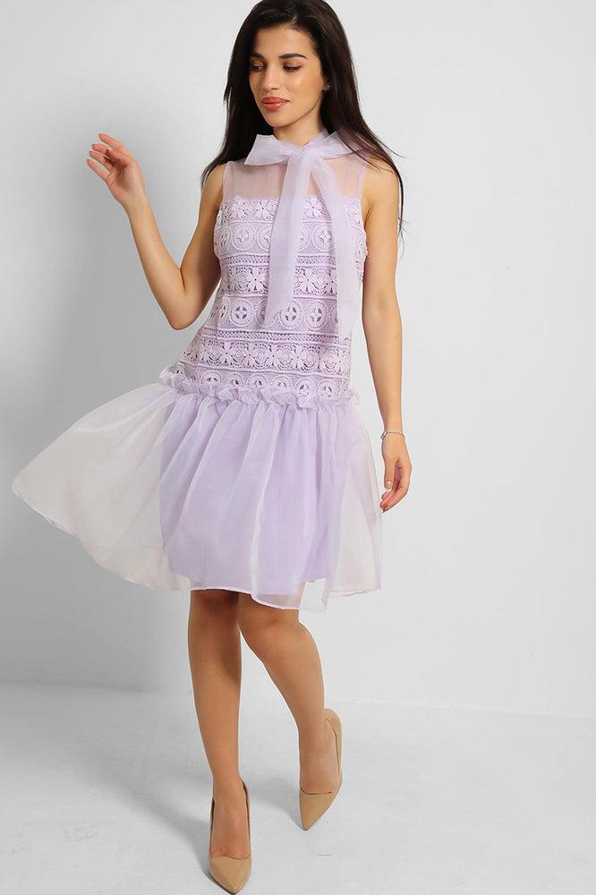 Lilac Pussy Bow Organza Puff Dress-SinglePrice