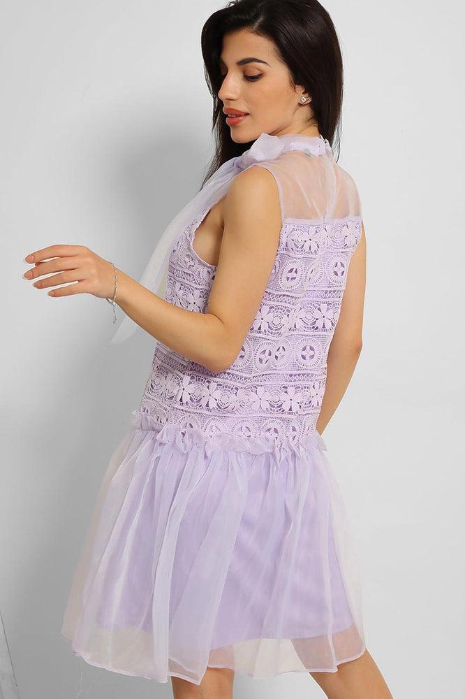 Lilac Pussy Bow Organza Puff Dress-SinglePrice