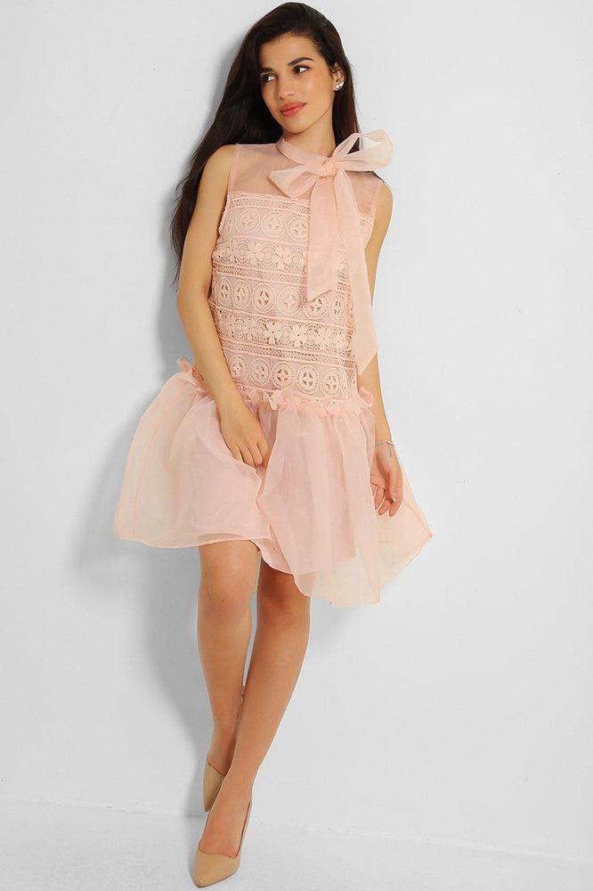 Pink Pussy Bow Organza Puff Dress-SinglePrice