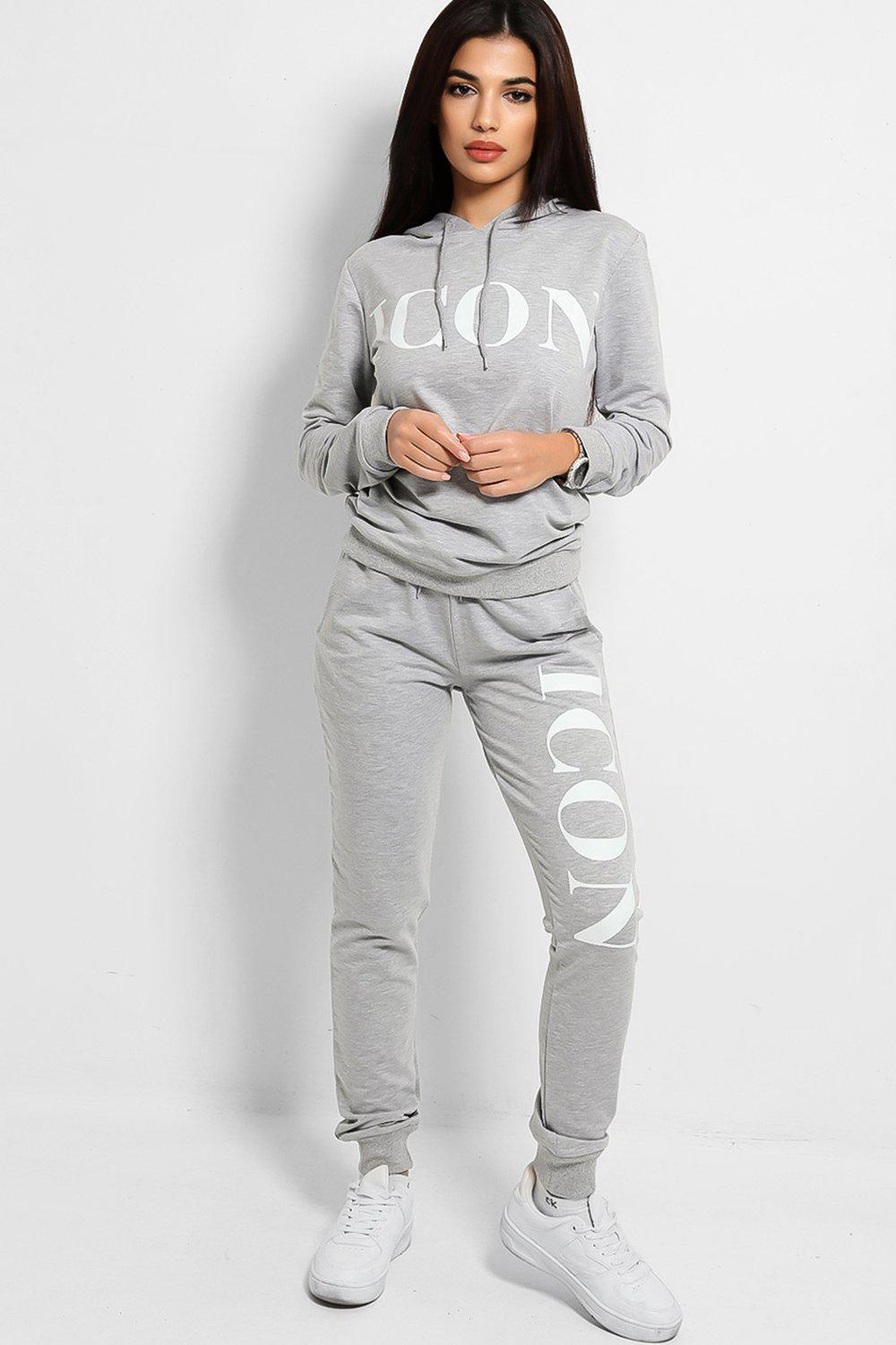 Grey Icon Slogan Tracksuit - SinglePrice