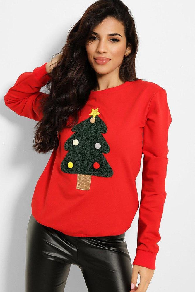 Red Festive Tree Sweatshirt-SinglePrice