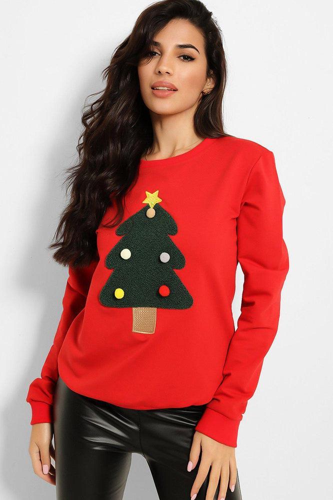 Red Festive Tree Sweatshirt-SinglePrice