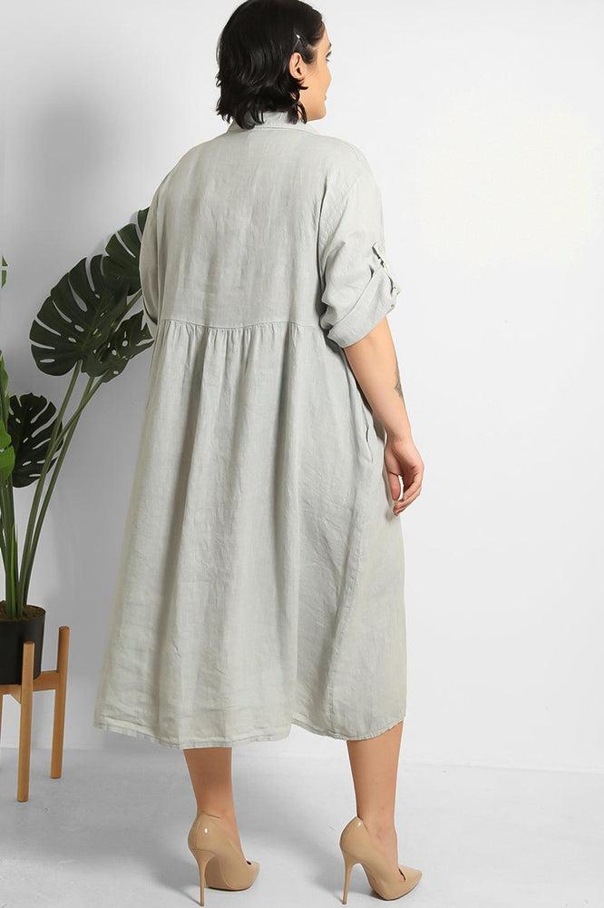 Midi Shirt Dress 100% Linen-SinglePrice