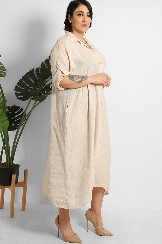 Midi Shirt Dress 100% Linen-SinglePrice