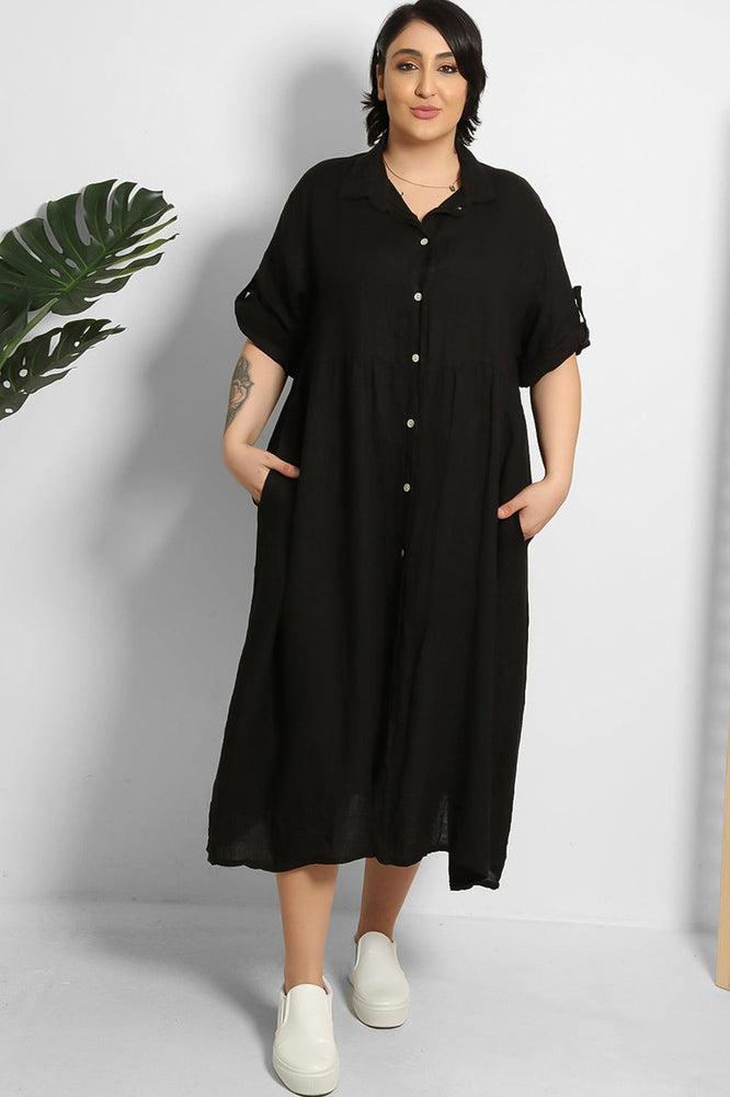 Midi Shirt Dress 100% Linen-SinglePrice