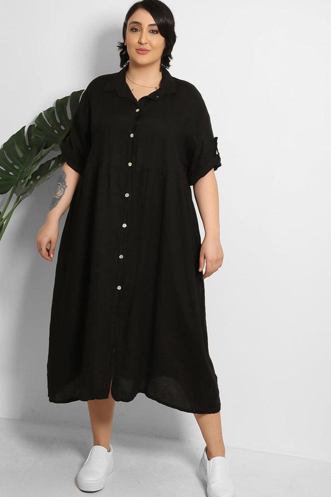 Midi Shirt Dress 100% Linen-SinglePrice
