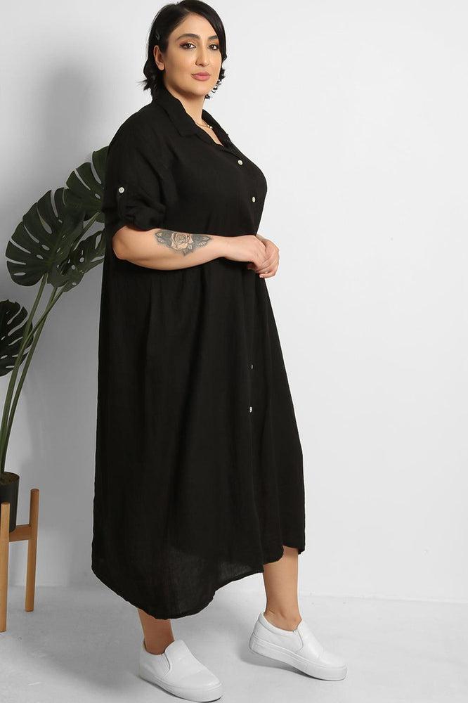Midi Shirt Dress 100% Linen-SinglePrice