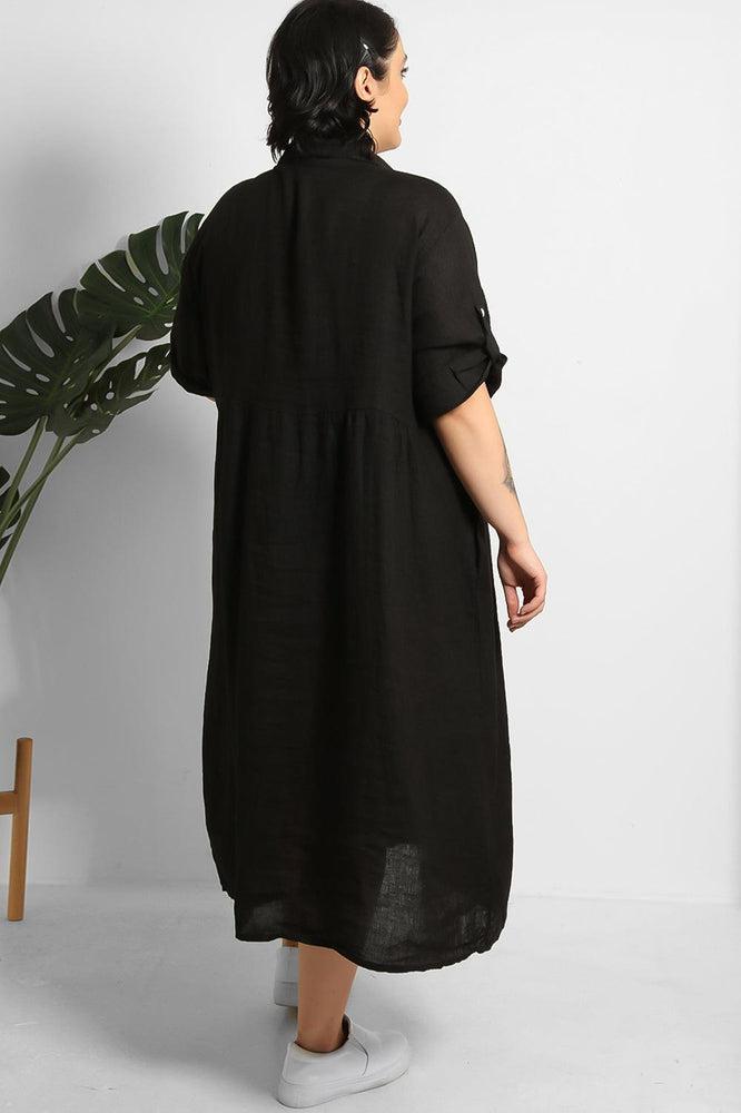 Midi Shirt Dress 100% Linen-SinglePrice