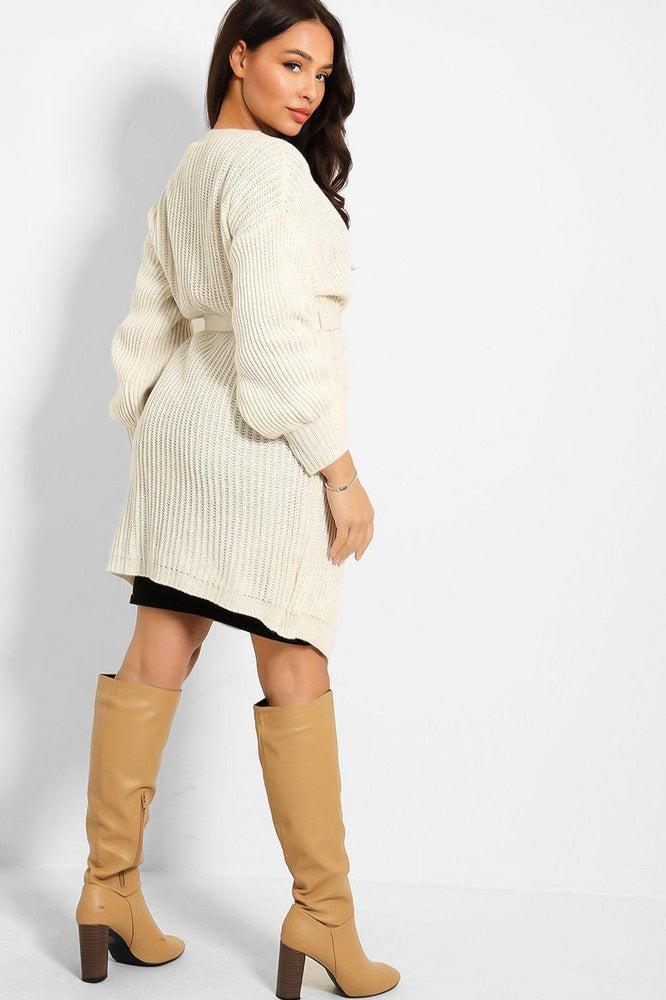 Chunky Knit Waist Tie Midi Cardigan-SinglePrice