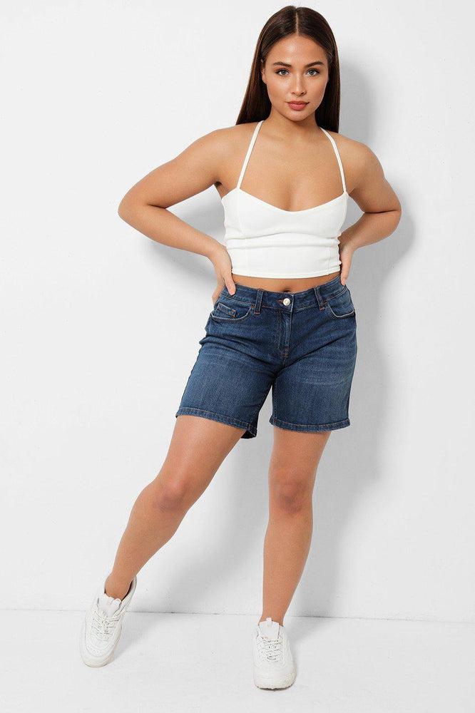 Medium Blue Denim Boy Style Shorts-SinglePrice