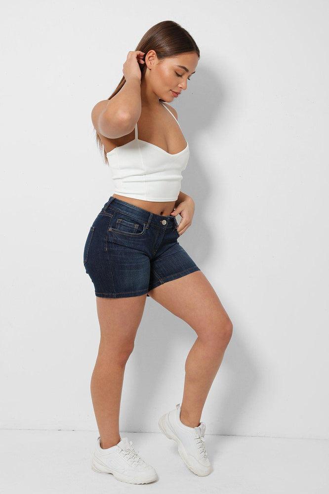 Dark Blue Denim Boy Style Shorts-SinglePrice