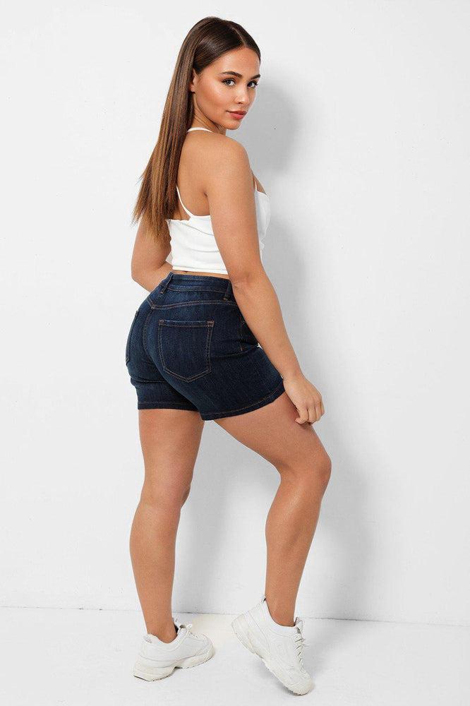 Dark Blue Denim Boy Style Shorts-SinglePrice