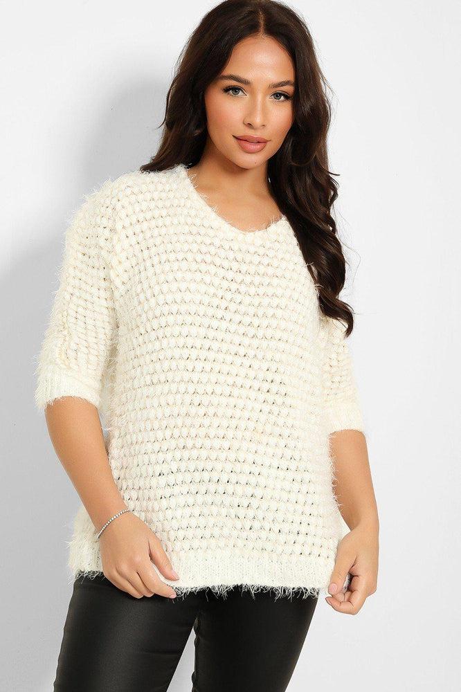 Off White Bobble Knit Pullover-SinglePrice