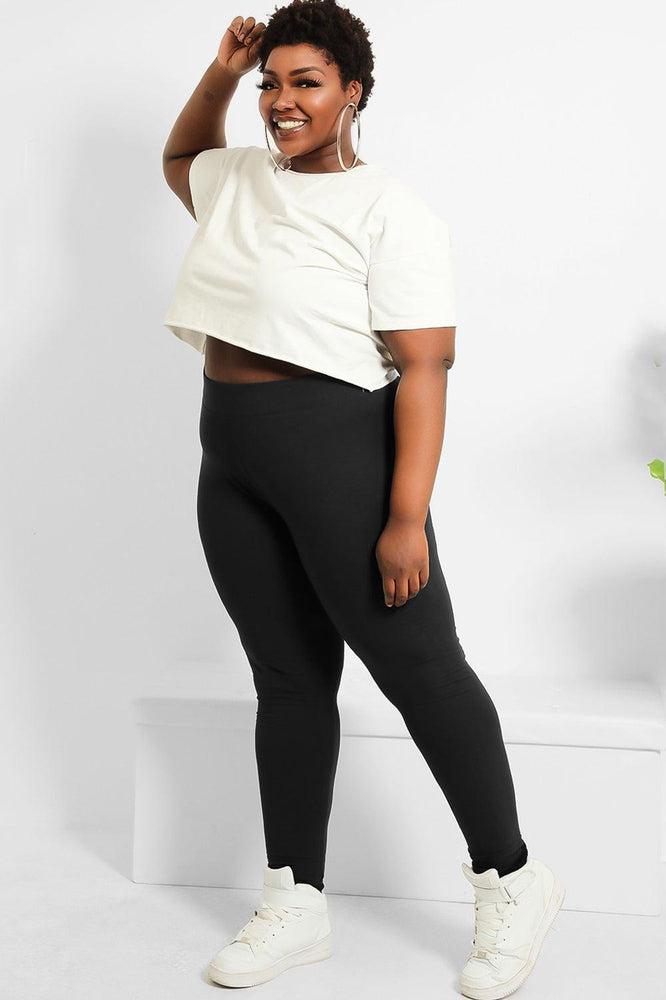High Waist Cotton Blend Leggings-SinglePrice