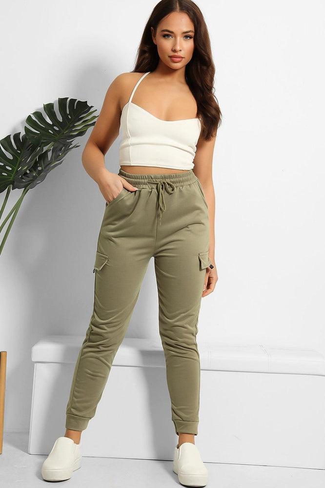Mock Utility Pockets Jogger Cargo Trousers-SinglePrice