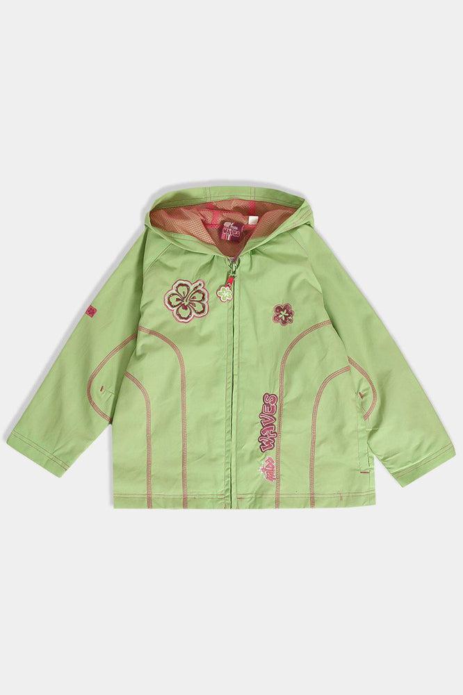 Green Floral Embroidery Girl Windbreaker Jacket-SinglePrice