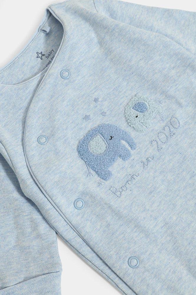 Blue Elephant Print Baby Romper - SinglePrice