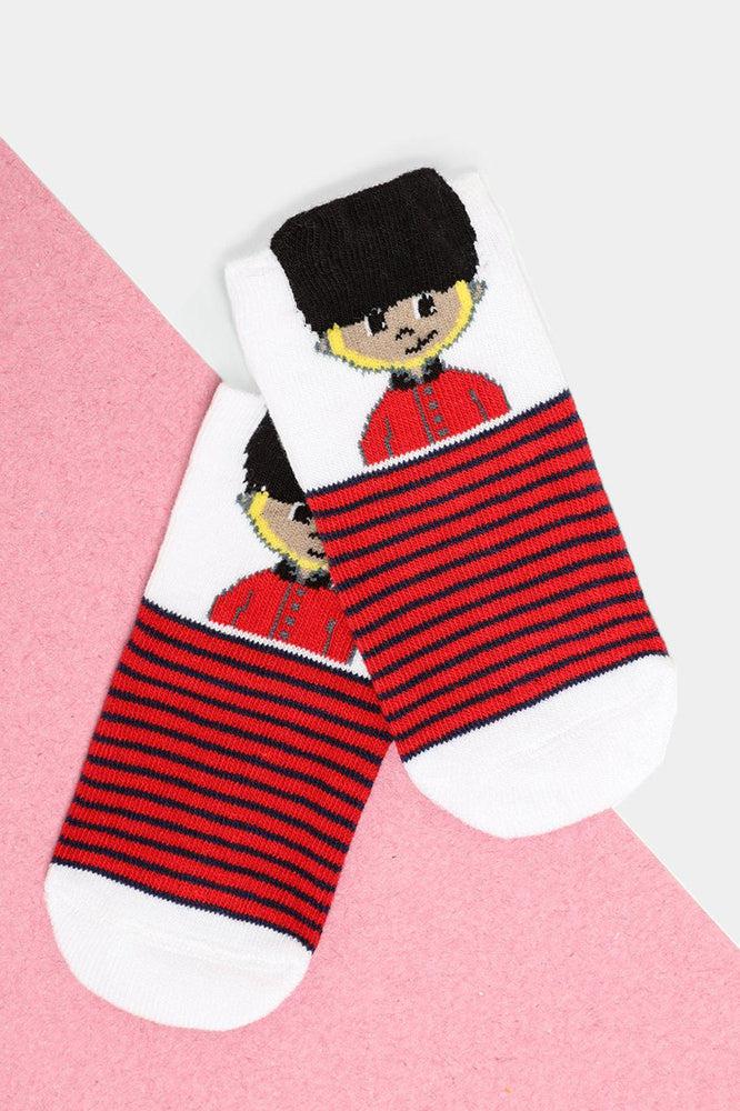 White Red Stripe Guard Baby Socks-SinglePrice