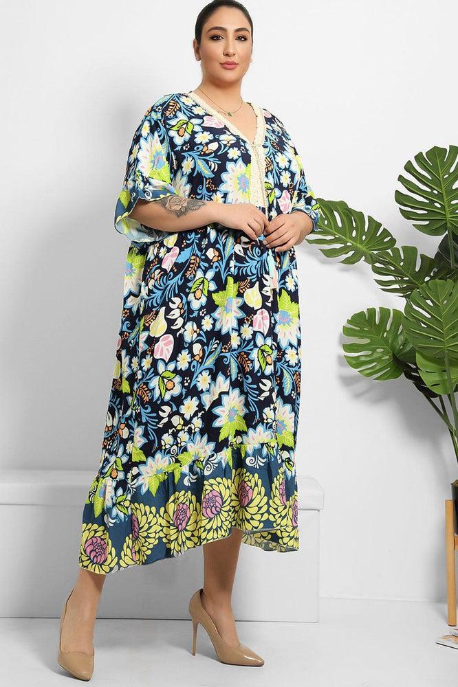 Multicolour Floral Paisley Print Summer Cotton Dress-SinglePrice
