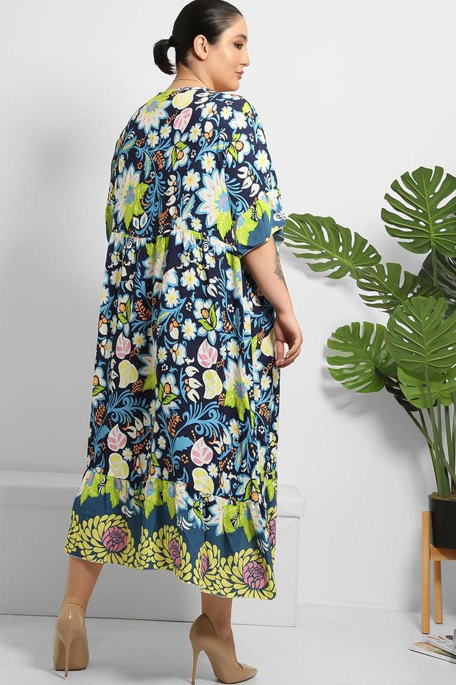 Multicolour Floral Paisley Print Summer Cotton Dress-SinglePrice