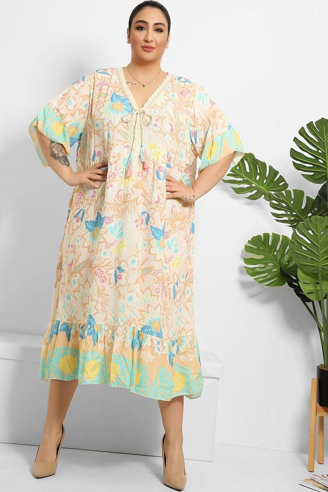 Multicolour Floral Paisley Print Summer Cotton Dress-SinglePrice
