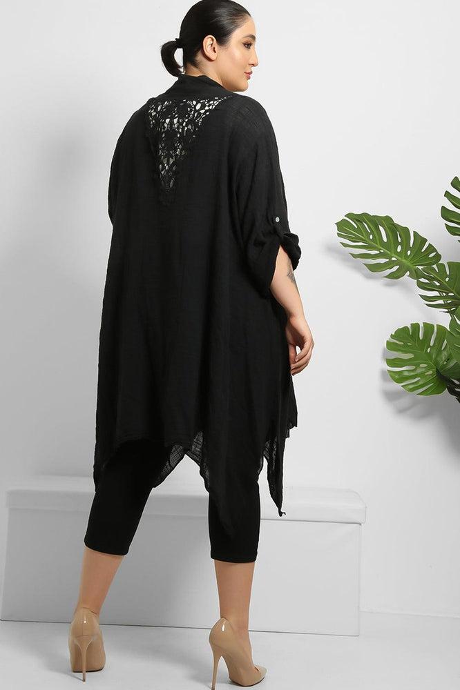 Lace Detail To Back Organic Linen Summer Cardigan-SinglePrice