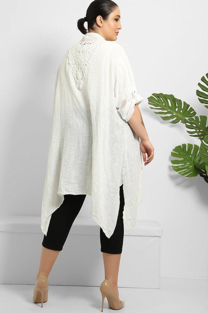 Lace Detail To Back Organic Linen Summer Cardigan-SinglePrice