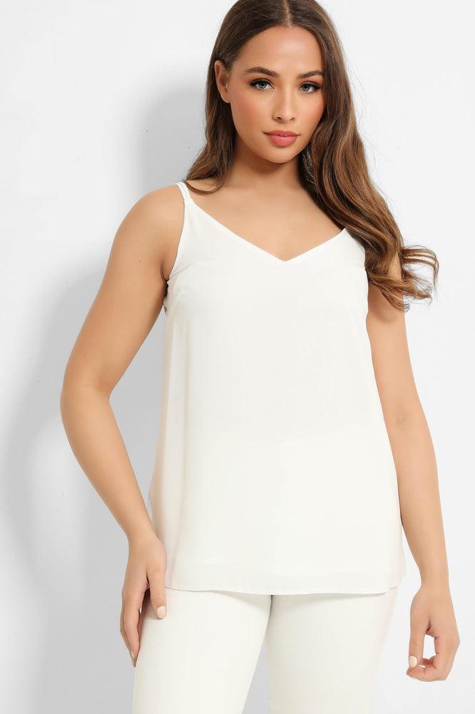 White Lightweight Crossover Back Cami Top-SinglePrice