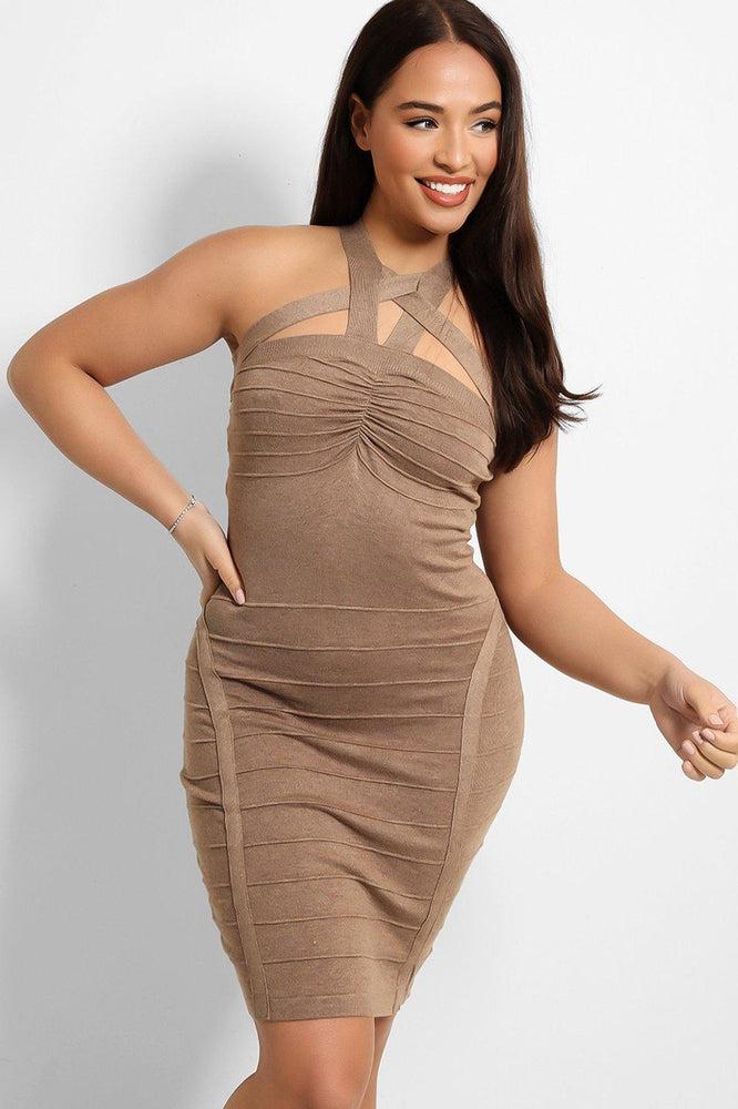 Stripy Knitted Bodycon Dress-SinglePrice