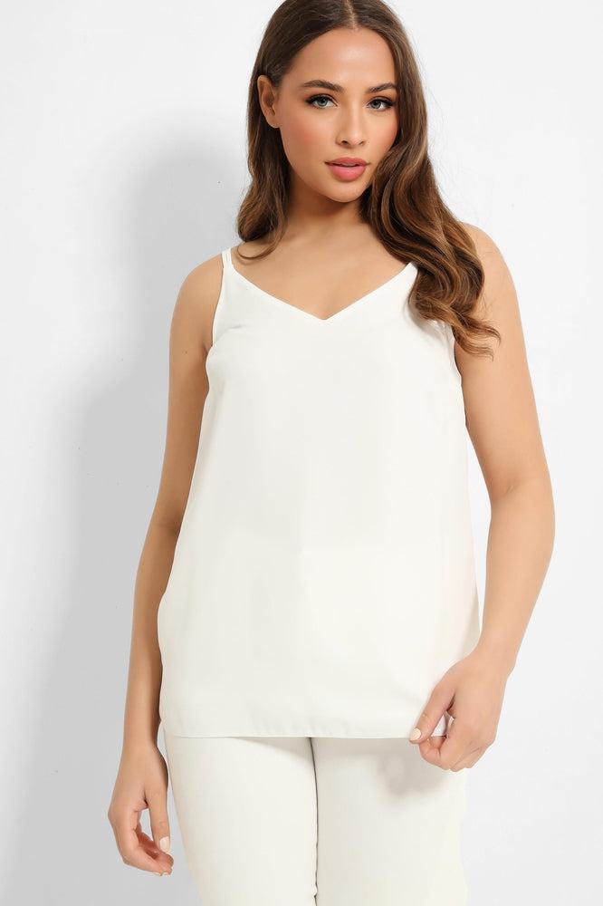 White Lightweight Crossover Back Cami Top-SinglePrice